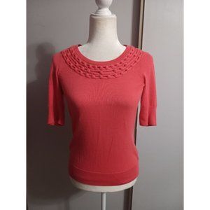 Anthropologie Moth Small Coral Knit Stretch Casual Business Occasion Top
